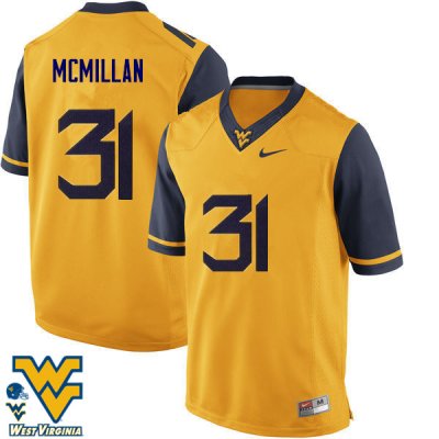 Men's West Virginia Mountaineers NCAA #31 Jawaun McMillan Gold Authentic Nike Stitched College Football Jersey QH15K11OG